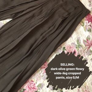 Dark Olive Green Wide-Leg Pants